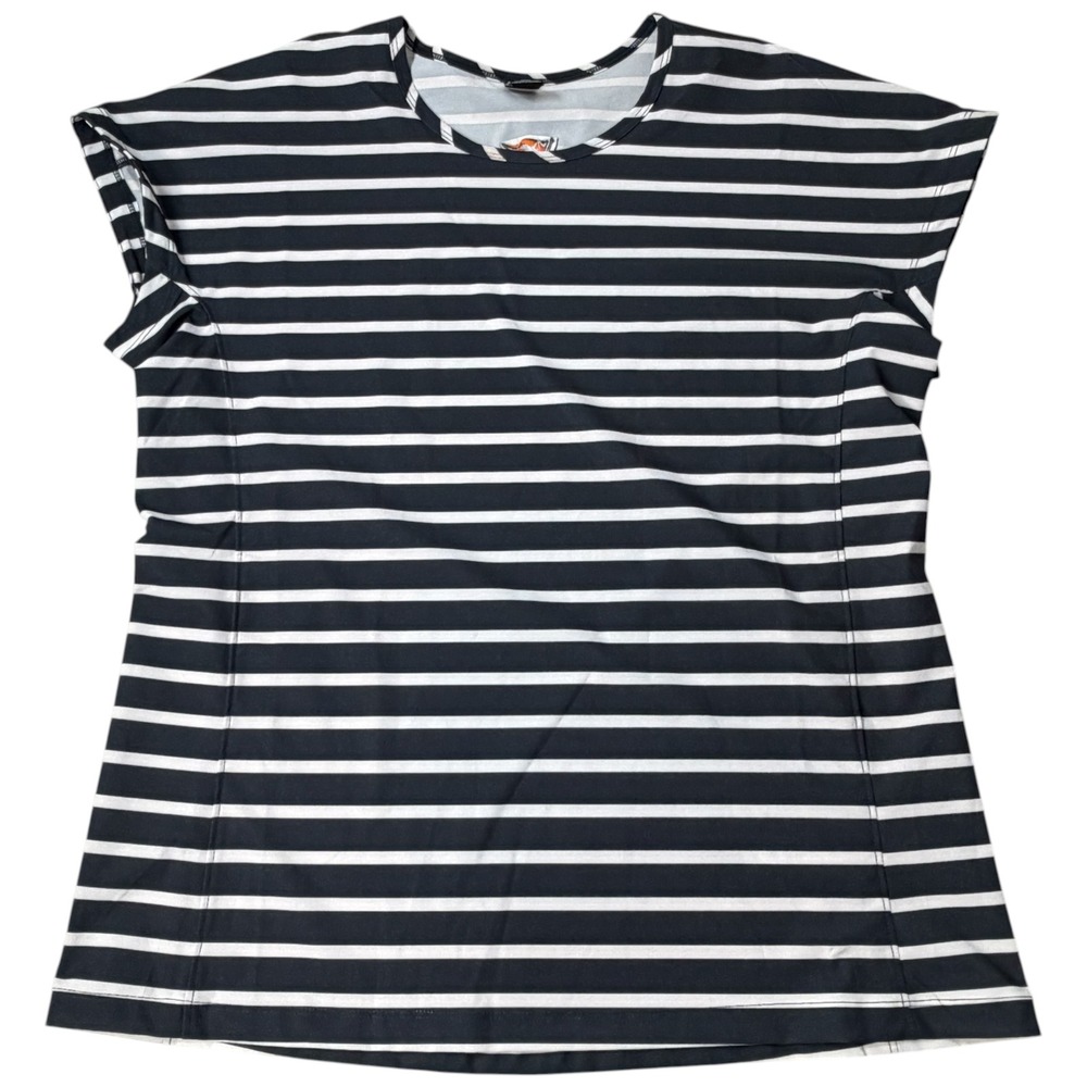 Helly Hansen Womens Black White Striped Short Cap Sleeve T-Shirt Small 34350 S